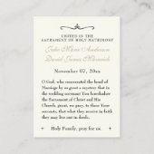 Carte De Visite Faveur de mariage catholique Fleur de souvenir (Dos)