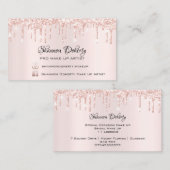 Carte De Visite FB Insta Social Lash Rose gouttes d'or rose (Devant / Derrière)