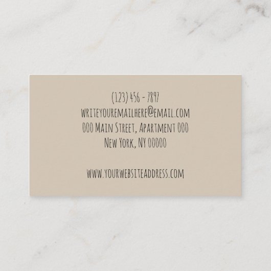 Carte De Visite Feather Boho Girinine Beige Grey (Dos)