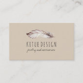 Carte De Visite Feather Boho Girinine Beige Grey (Devant)