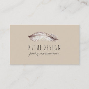 Carte De Visite Feather Boho Girinine Beige Grey