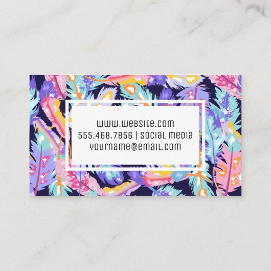Carte De Visite Feather Boho Motif moderne (Dos)
