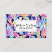 Carte De Visite Feather Boho Motif moderne (Devant)