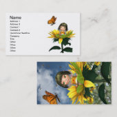 Carte De Visite Fée de tournesol de bébé avec le papillon (Devant / Derrière)