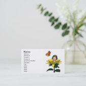 Carte De Visite Fée de tournesol de bébé avec le papillon (Debout devant)