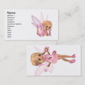 Carte De Visite Fée mignonne de ballerine de Toon dans le rose (Devant / Derrière)