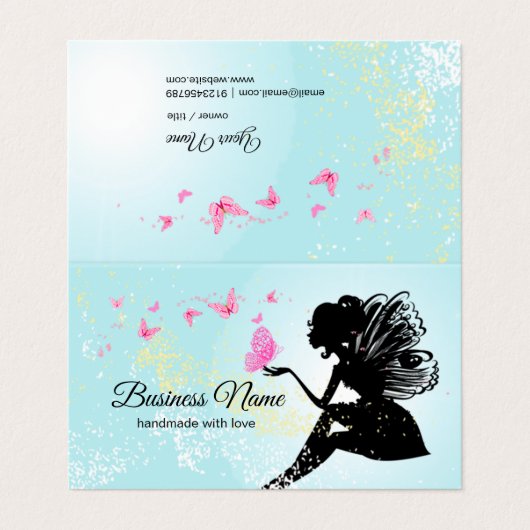 carte de visite - fée, papillon, fantastique (Extérieur déplié)