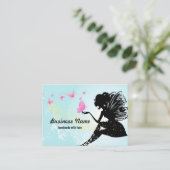 carte de visite - fée, papillon, fantastique (Debout devant)