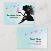 carte de visite - fée, papillon, fantastique (Devant / Derrière)