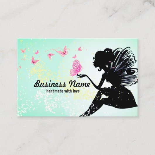 carte de visite - fée, papillon, fantastique (Devant)