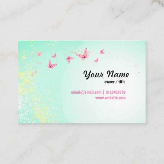 carte de visite - fée, papillon, fantastique (Dos)