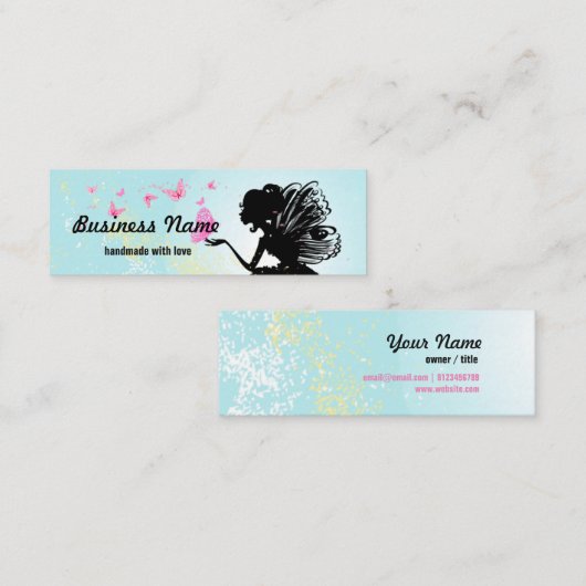 carte de visite - fée, papillon, fantastique (Devant / Derrière)