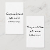 Carte De Visite Félicitations ajouter un message de nom simple dip (Devant / Derrière)