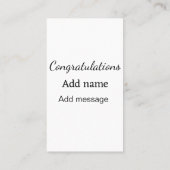 Carte De Visite Félicitations ajouter un message de nom simple dip (Dos)