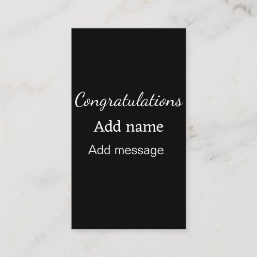 Carte De Visite Félicitations ajouter un message de nom simple dip (Devant)