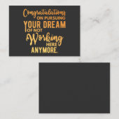 Carte De Visite Félicitations pour la poursuite de votre rêve (Devant / Derrière)