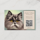 Carte De Visite Feline élégante avec code QR (Devant)