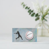 Carte De Visite Female Baseball Player - silhouette and baseball (Debout devant)