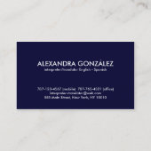 Carte De Visite Féminin anglais-espagnol d'interprète/traducteur (Dos)