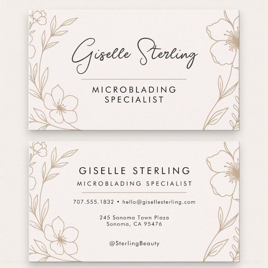 Carte De Visite Feminine Botanical Beauty Microblading