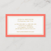 Carte De Visite Feminine Élégante Corail Et Or (Dos)