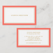 Carte De Visite Feminine Élégante Corail Et Or (Devant / Derrière)
