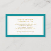Carte De Visite Feminine Élégante turquoise Et Or (Dos)