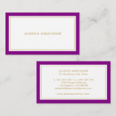 Carte De Visite Feminine Élégante Violet Et Or (Devant / Derrière)