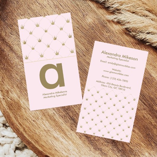 Carte De Visite Feminine Gold Crown Chic