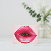 Carte De Visite Feminine Hot Rose Lips Maquillage Artiste Beauté (Debout devant)