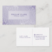 Carte De Visite Feminine Pale Violet Or Willow Tree Leaf Motif (Devant / Derrière)