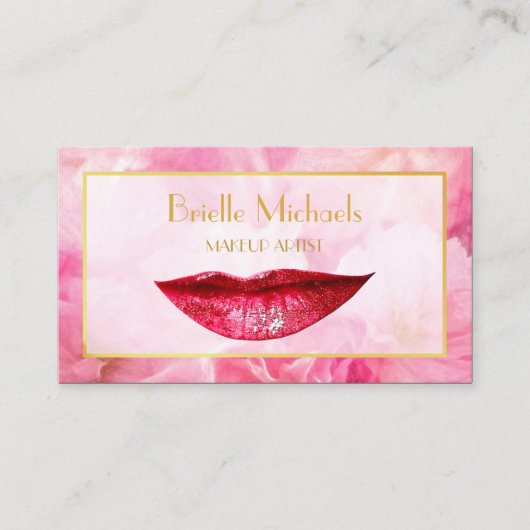 Carte De Visite Feminine Proep Rose SparkLips Chic Maquillage Arti (Devant)