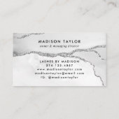 Carte De Visite Feminine Silver Grey Parties scintillant marbre Ag (Dos)