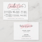 Carte De Visite Feminine Wickless Candle Care Instructions Guide (Devant / Derrière)