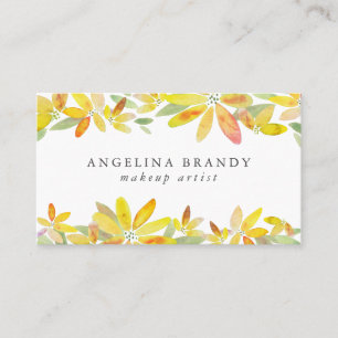Carte De Visite Feminine Yellow Watercolor Florals