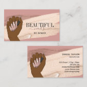 Carte De Visite femme afro-américaine main avec de beaux ongles b (Devant / Derrière)