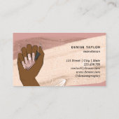 Carte De Visite femme afro-américaine main avec de beaux ongles b (Dos)