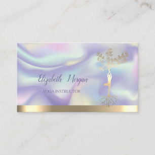 Carte De Visite Femme arbre holographique silhouette, professeur d