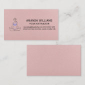 Carte De Visite Femme assise Yoga Pose | Texture en cuir rose (Devant / Derrière)