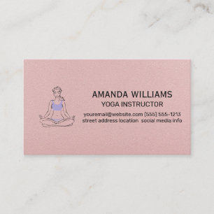Carte De Visite Femme assise Yoga Pose   Texture en cuir rose