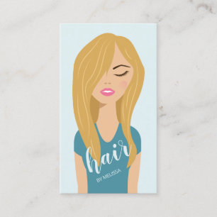 Carte De Visite Femme aux Cheveux Blonds Longs Coiffeuse Coiffeur