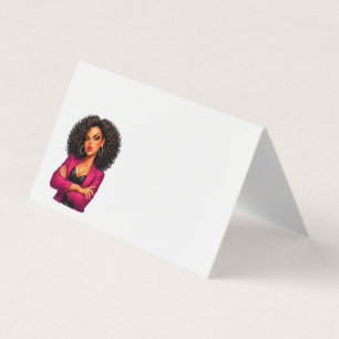 Carte De Visite Femme aux cheveux bouclés impertinente Clipart