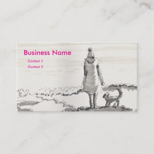 Carte De Visite Femme avec chien regardant la mer