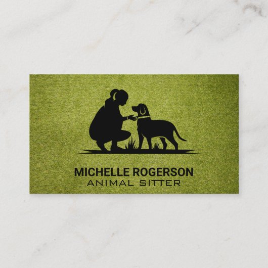 Carte De Visite Femme avec chien | Services animaux (Devant)