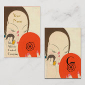 Carte De Visite FEMME AVEC MIROIR ROUGE Déco Beauté Maquillage mod (Devant / Derrière)