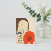 Carte De Visite FEMME AVEC MIROIR ROUGE Déco Beauté Maquillage mod (Debout devant)