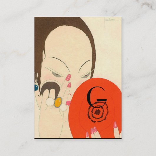 Carte De Visite FEMME AVEC MIROIR ROUGE Déco Beauté Maquillage mod (Dos)