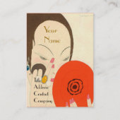 Carte De Visite FEMME AVEC MIROIR ROUGE Déco Beauté Maquillage mod (Devant)