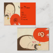Carte De Visite FEMME AVEC MIROIR ROUGE Déco Beauté Maquillage mod (Devant / Derrière)