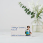 Carte De Visite Femme avec produits de nettoyage (Debout devant)